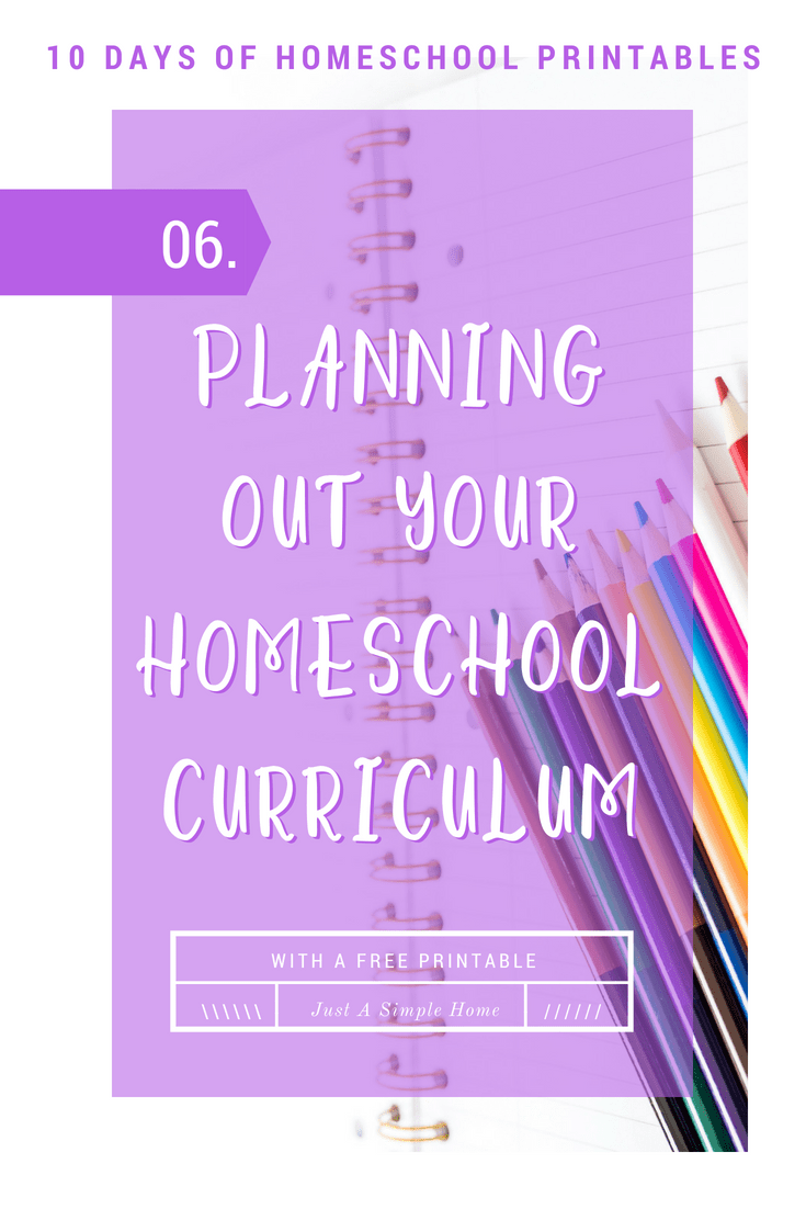 Planning Out Your Homeschool Year - with a free printable! Plan what curriculum you want to use in your homeschool, how much it costs, where you purchase it from. Part of the 10 Days of Free Homeschool Printables. #homeschool #freeprintables #homeschoolplanner #planner #homeschoolprintables