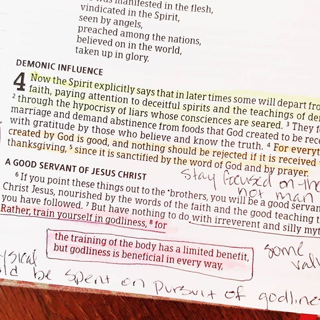 What does the Bible say about how we should take care of our bodies? .
I know I hear it all the time..."your body is a temple." And yes, it is. But if you look at that verse, it isn't talking about our physically bodies. We are a temple of the Holy Spirit and as such, should always be in the pursuit of godliness. 1 Peter talks about the same thing....while physical exercise has value (the Greek and Roman culture did put a high value on physical strength), we need to remember that our spiritual fitness should come first. I do believe that we should take care of our bodies....I don't think we should neglect our physically health whatsoever. .
Take care of your body, eat well, drink your water, get in some exercise. But not for pride's sake! Not for a clothing size. Take care of your body so that you can be all you can be in this life; so you are prepared to do whatever work God is putting in front of you.
.
Physical and spiritual development both only come from exertion and proper nutrition, right? The same work you may put into your physical body should be put into the pursuit of godliness. Let them each guide you to the other. 💪👑🥗🙌